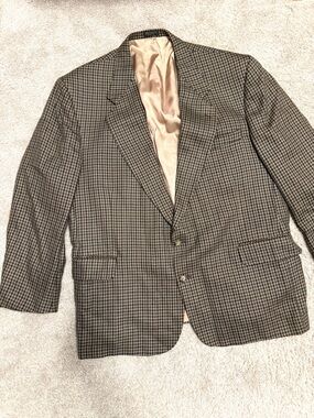 Oscar De La Renta VTG Men's Houndstooth Pattern Blazer in Brown 48R
